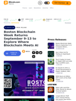 Boston Blockchain Week Returns September 9–13 to Explore Where Blockchain Meets AI – Press release Bitcoin News