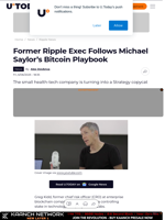 Former Ripple Exec Follows Michael Saylor’s Bitcoin Playbook
