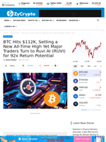 BTC Hits $112K, Setting a New All-Time High Yet Major Traders Turn to Ruvi AI (RUVI) for 92x Return Potential