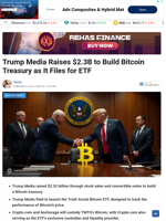 Trump Media Raises $2.3B to Build Bitcoin Treasury as It Files for ETF - TheNewsCrypto