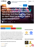 Best Crypto to Invest in Right Now: AurealOne’s Dual Utility Token Is Redefining Blockchain Gaming—Is It the Next Big Play-to-Earn Giant as Manyu Gains Quiet Momentum? | Live Bitcoin News