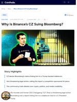 Why Is Binance's CZ Suing Bloomberg?