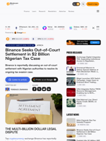 Binance Seeks Out-of-Court Settlement in $2 Billion Nigerian Tax Case – Africa Bitcoin News