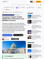 Congress Targets Crypto ATMs After Americans Lose $333M to Scams