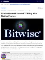 Bitwise Updates Solana ETF Filing with Staking Feature