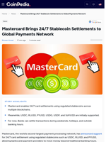 Mastercard Brings 24/7 Stablecoin Payments Network