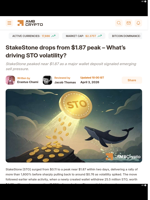 StakeStone drops from $1.87 peak - What’s driving STO volatility? - AMBCrypto