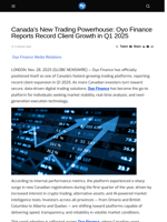 Canada’s New Trading Powerhouse: Oyo Finance Reports Record Client Growth in Q1 2025 - Visionary Financial