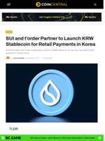 SUI and t’order Partner to Launch KRW Stablecoin for Payments