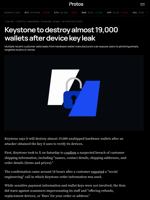 Keystone to destroy almost 19,000 wallets after device key leak
