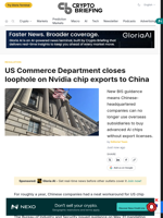 US Commerce Department closes loophole on Nvidia chip exports to China