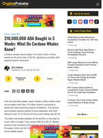 210,000,000 ADA Bought in 3 Weeks: What Do Cardano Whales Know?