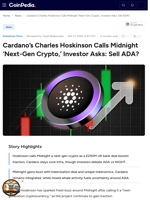 Cardano’s Charles Hoskinson Calls Midnight ‘Next-Gen Crypto,’ Investor Asks: Sell ADA?