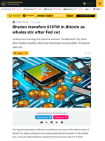 Bhutan Transfers $107M Bitcoin, With $1.1B BTC Left