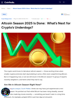 Altcoin Season 2025 Is Done:  What’s Next for Crypto’s Underdogs?