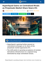 Hyperliquid Gains on Centralized Rivals as Perpetuals Market Share Nears 6% - Crypto News Flash