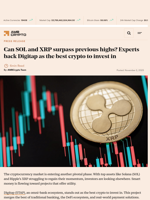 Can SOL and XRP surpass previous highs? Experts back Digitap as the best crypto to invest in - AMBCrypto