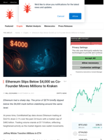 Ethereum Slips Below $4,000 as Co-Founder Moves Millions to Kraken - NullTX