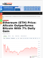 Ethereum (ETH) Price: Altcoin Outperforms Bitcoin With 7% Daily Gain - The Crypto News Wire