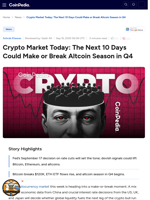 Crypto Market Today: The Next 10 Days Could Make or Break Altcoin Season in Q4