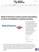 Bank of America names senior executives to drive AI adoption in global markets