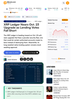 XRP Ledger Nears Oct. 23 Upgrade as Lending Votes Fall Short