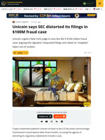 SEC Skewed Filings To Bring Suit, Unicoin Claims