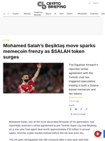 Mohamed Salah's Beşiktaş move sparks memecoin frenzy as $SALAH token surges