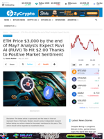 ETH Price $3,000 by the end of May? Analysts Expect Ruvi AI (RUVI) To Hit $2.00 Thanks to Positive Market Sentiment
