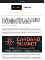 Cardano Summit Day Two Recap: Trust and Digital Identity to Drive Blockchain Towards Enterprise Adoption