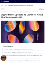 Crypto News: OpenSea To Launch its Native SEA Token by Q1 2026 