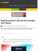 Donald Trump Ready to Ditch His Tesla Amid Musk Feud? (Report)