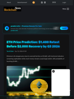 ETH Price Prediction: $1,400 Retest Before $2,000 Recovery by Q3 2026 - Blockchain.News