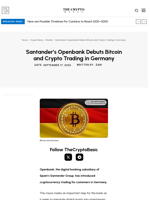 Santander’s Openbank Debuts Bitcoin and Crypto Trading in Germany