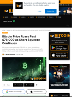 Bitcoin Price Roars Past $76,000 As Short Squeeze Continues