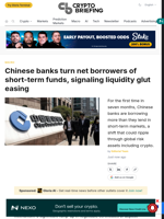 Chinese banks turn net borrowers of short-term funds, signaling liquidity glut easing