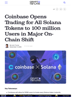Coinbase Opens Trading for All Solana Tokens to 100 million Users in Major On-Chain Shift
