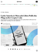 Latin America’s Mercado Libre Pulls the Plug on Its Crypto Coin - Decrypt
