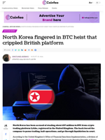 North Korea fingered in BTC heist that crippled British platform - Coinfea