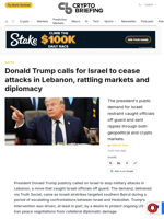Donald Trump calls for Israel to cease attacks in Lebanon, rattling markets and diplomacy