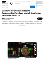 Cardano Foundation Resets Community Funding Model, Analyzing Influence on ADA - U.Today