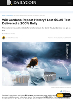 Will Cardano Repeat History? Last $0.25 Test Delivered a 200% Rally - DailyCoin
