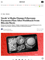 Steak ‘n Shake Dumps Ethereum Payments Plan After Pushback From Bitcoin Maxis - Decrypt