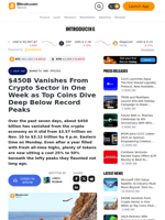 $450B Vanishes From Crypto Sector in One Week as Top Coins Dive Deep Below Record Peaks – Markets and Prices Bitcoin News
