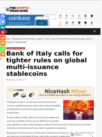 Bank of Italy calls for tighter rules on global multi-issuance stablecoins - The Crypto News Wire