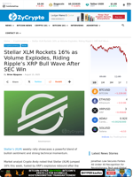 Stellar XLM Rockets 16% as Volume Explodes, Riding Ripple's XRP Bull Wave After SEC Win ⋆ ZyCrypto
