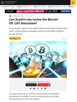 Zcash Revival Sparks Debate on Bringing Privacy Back to Bitcoin