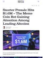 Snorter Presale Hits $1.6M — The Meme Coin Bot Gaining Attention Among Leading Altcoins