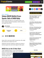 Solana MACD Bullish Cross Sparks Talk of $400 Rally