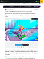 Texas House passes strategic Bitcoin reserve bill